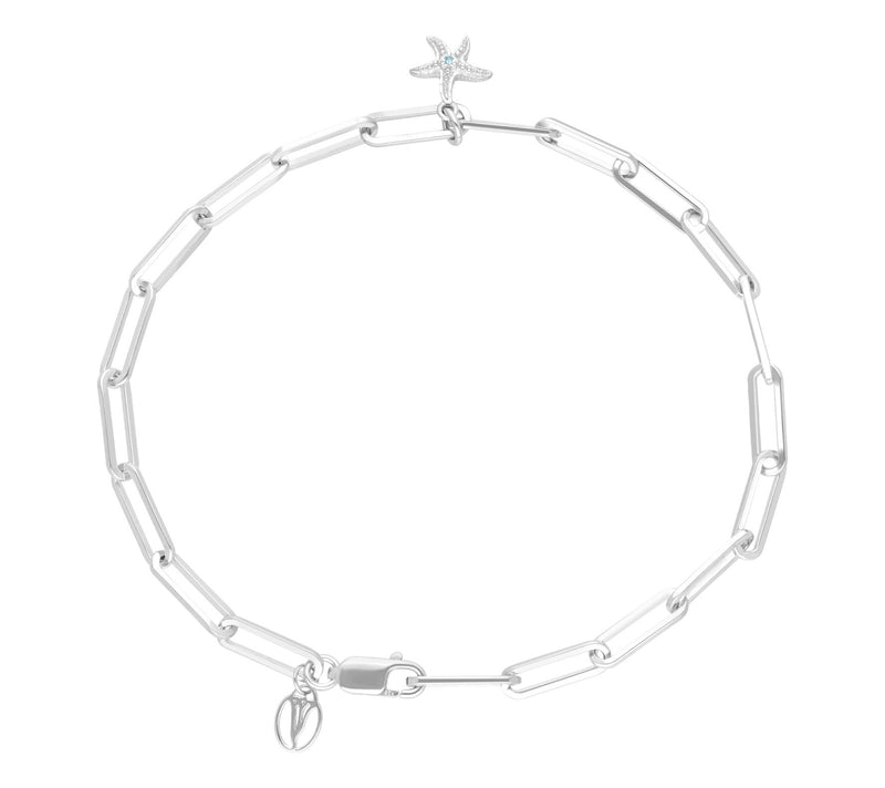 Goddaughters Sterling Blue Topaz Starfish AnkleBracelet — View 2