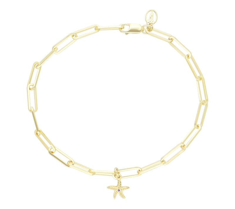 Goddaughters 14K Clad Pink Amethyst Starfish Ankle Bracelet — Main view