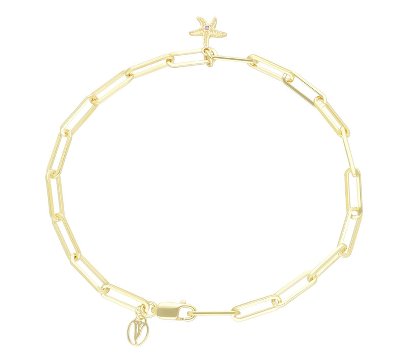 Goddaughters 14K Clad Pink Amethyst Starfish Ankle Bracelet — View 2