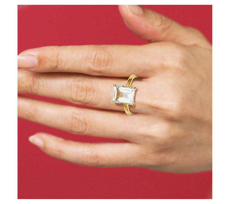 Affinity Gems 4.90 cttw White Topaz Ring, 18K Gold Plated — View 5