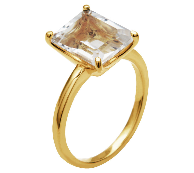 Affinity Gems 4.90 cttw White Topaz Ring, 18K Gold Plated — View 3