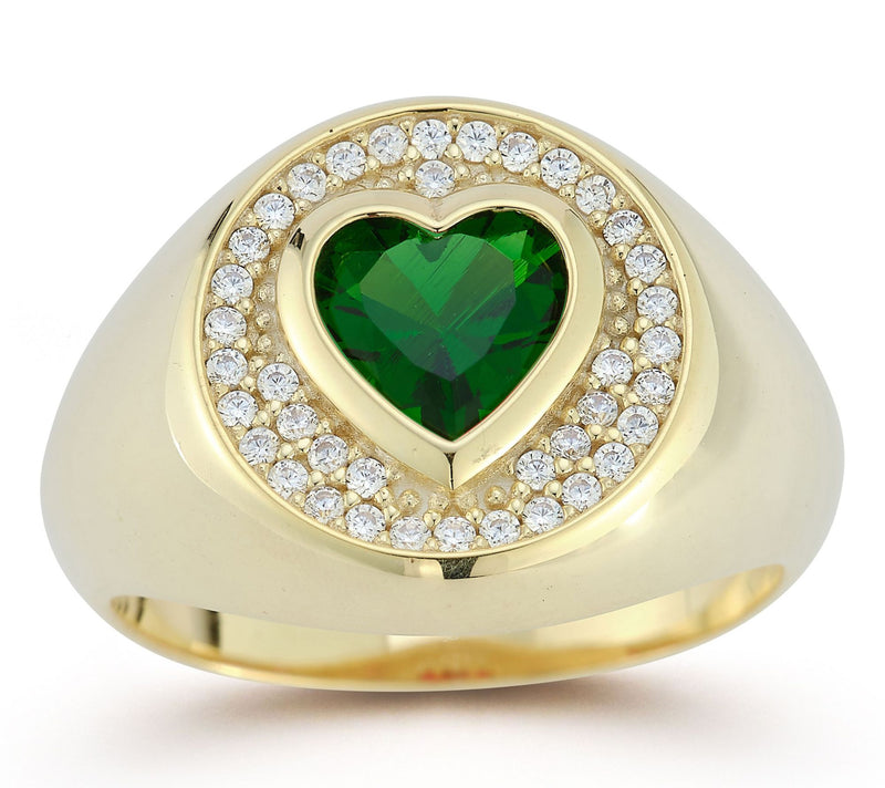 Sterlina Silver Heart Signet Ring, 14K Gold Plated — View 8