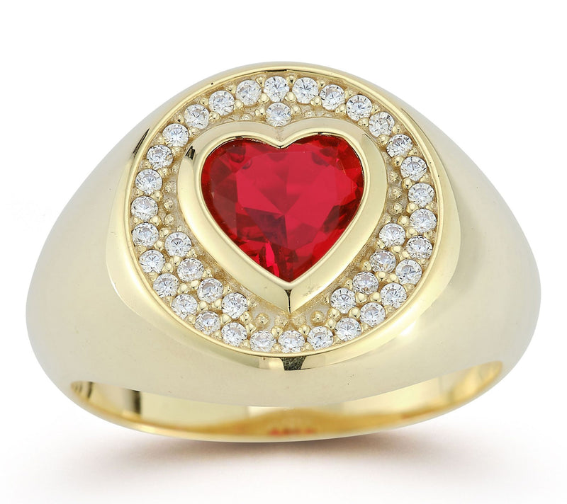 Sterlina Silver Heart Signet Ring, 14K Gold Plated — View 9