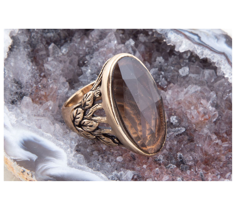 Barse Artisan Crafted Bronze Enchanted Smoky Quartz Ring — View 3