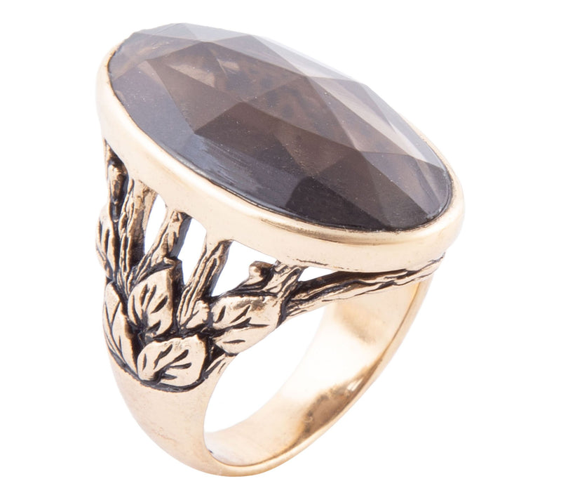 Barse Artisan Crafted Bronze Enchanted Smoky Quartz Ring — Main view