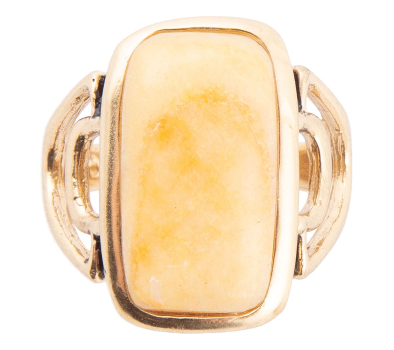 Barse Artisan Crafted Bronze Luster Yellow Agate Ring — View 2