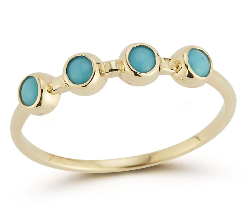 Luminosa Gold Simulated Turquoise Station Ring,14K — View 6