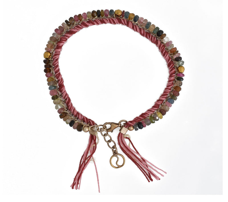 14k Gold Plated Tourmaline & Hematite Beaded Bracelet — Main view
