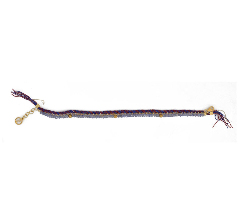 14K Gold Plated Tanzanite & Hematite Beaded Bracelet — View 5
