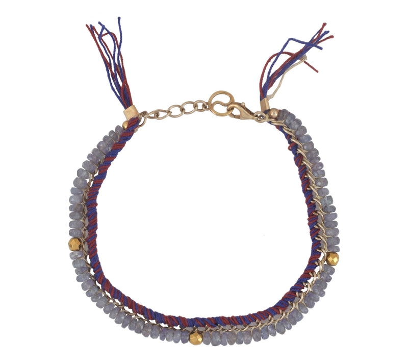 14K Gold Plated Tanzanite & Hematite Beaded Bracelet — View 4