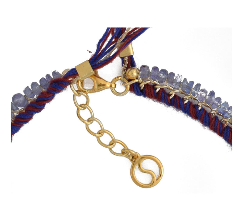 14K Gold Plated Tanzanite & Hematite Beaded Bracelet — View 7