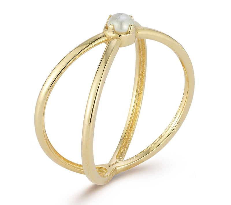Luminosa Gold Cultured Pearl Criss Cross Ring,14K — View 2