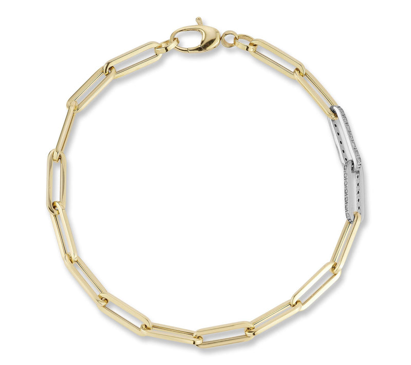 Italian Gold Thin Diamond Paperclip Link Bracelet, 14K — View 3