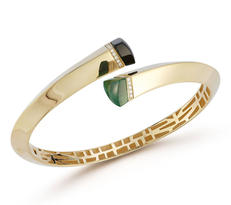 Italian Gold Diamond Knife Edge Bangle, 14K — View 6