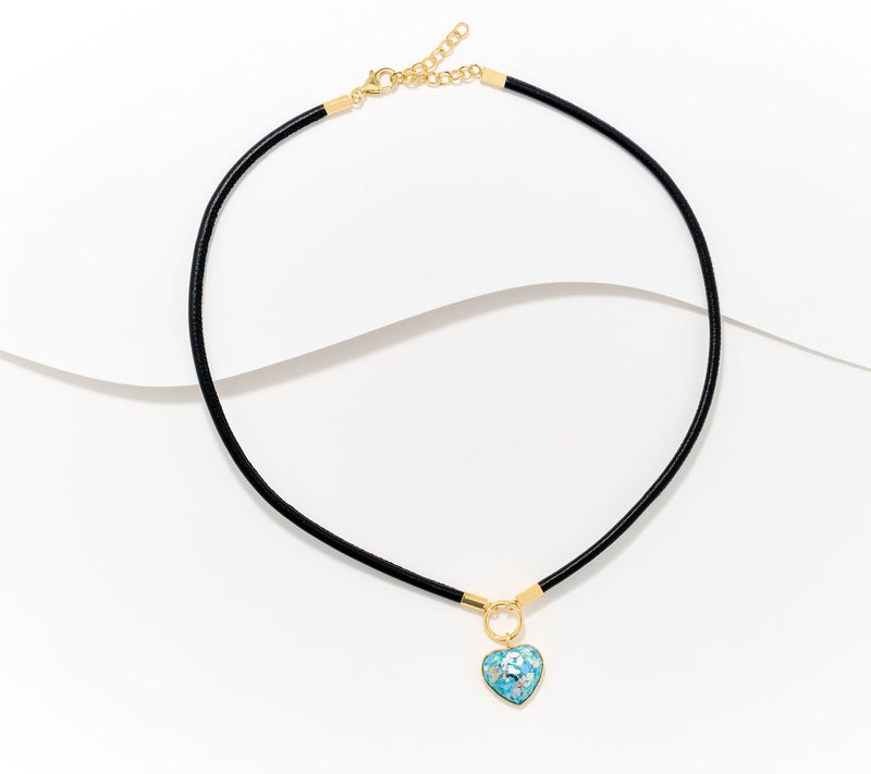 David Markstein Sterling Silver Roman Glass 18 + 2" Leather Necklace — View 2