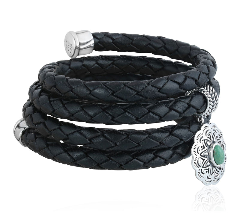 American West Sterling Gemstone Concha Leatherracelet — View 3