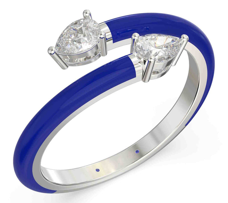 Vida Lab Diamonds Created Royal Blue Bypass Ring, Sterling — View 3