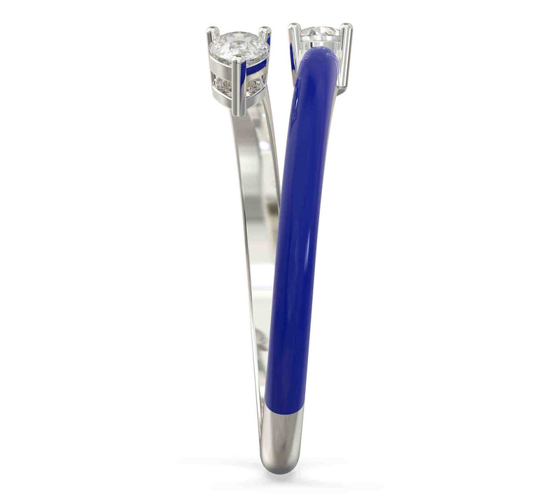Vida Lab Diamonds Created Royal Blue Bypass Ring, Sterling — View 7