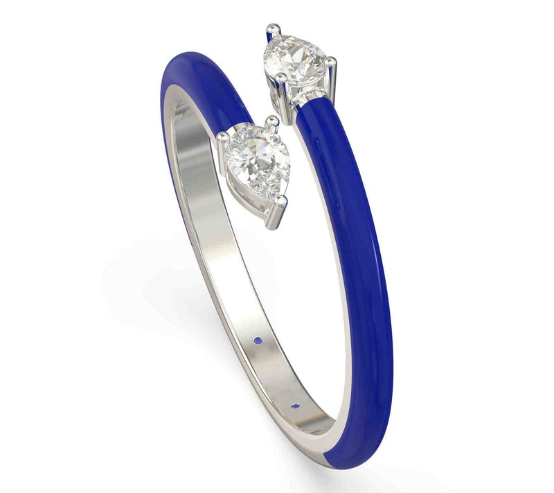Vida Lab Diamonds Created Royal Blue Bypass Ring, Sterling — View 5