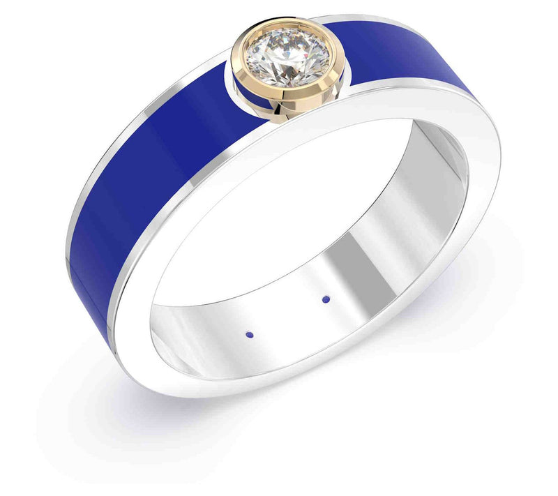 Vida Lab Diamonds Created Chic Royal Blue BandRing, Sterling — View 3