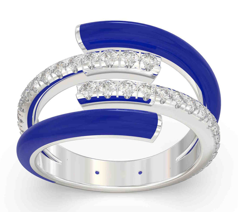 Vida Lab Diamonds Ceramic Chic Royal Blue WrapRing, Sterling — View 3
