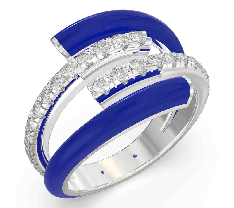 Vida Lab Diamonds Ceramic Chic Royal Blue WrapRing, Sterling — View 5