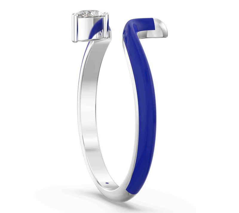 Vida Lab Diamonds Ceramic Chic Blue SerpentineRing, Sterling — View 5