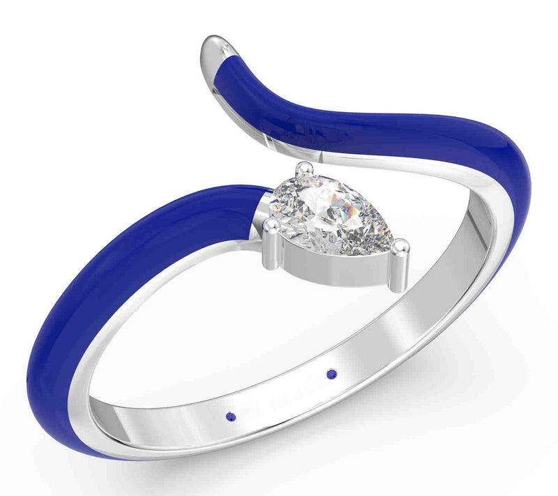 Vida Lab Diamonds Ceramic Chic Blue SerpentineRing, Sterling — View 3