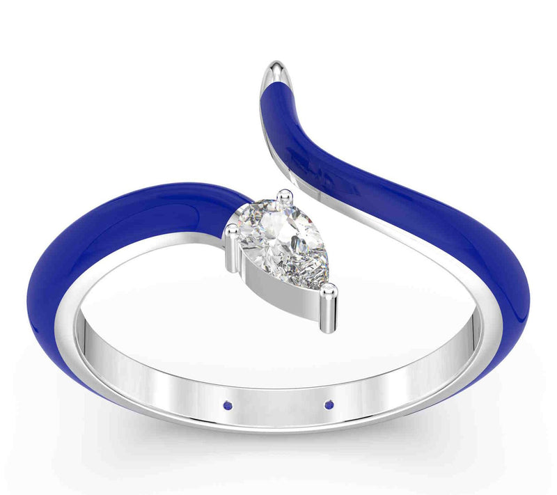 Vida Lab Diamonds Ceramic Chic Blue SerpentineRing, Sterling — View 4