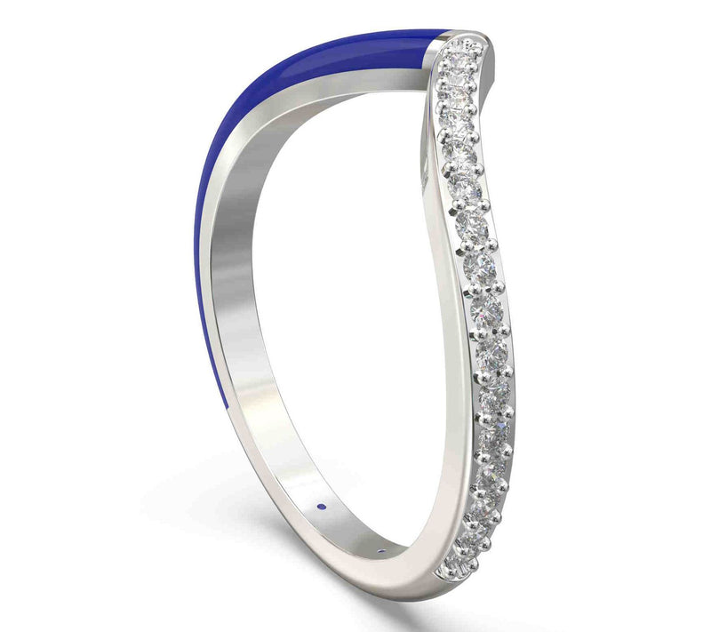 Vida Lab Diamonds Ceramic Chic Royal Blue "V" Ring, Sterling — View 5