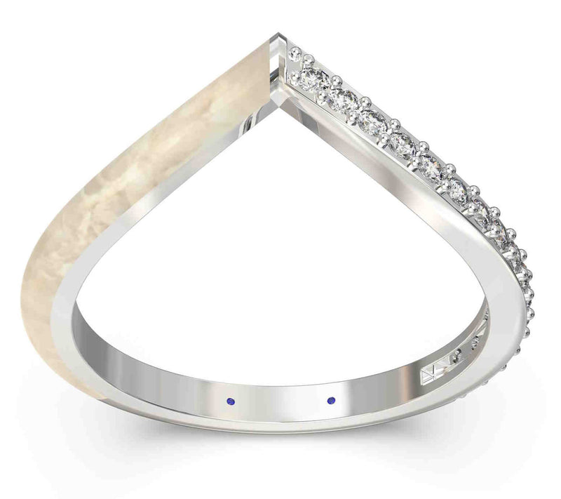 Vida Lab Diamonds Ceramic Chic Golden "V" Ring,Sterling — View 2