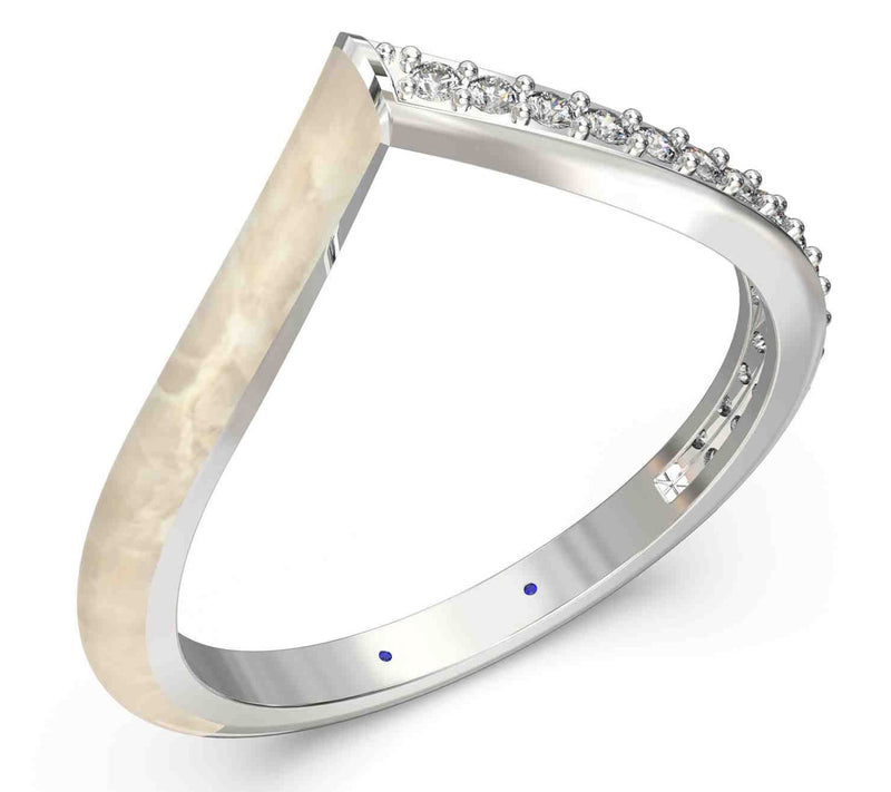 Vida Lab Diamonds Ceramic Chic Golden "V" Ring,Sterling — View 10