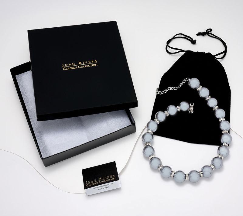 Joan Rivers Red Carpet Faux Pearl Necklace with Pave Spacers — View 3