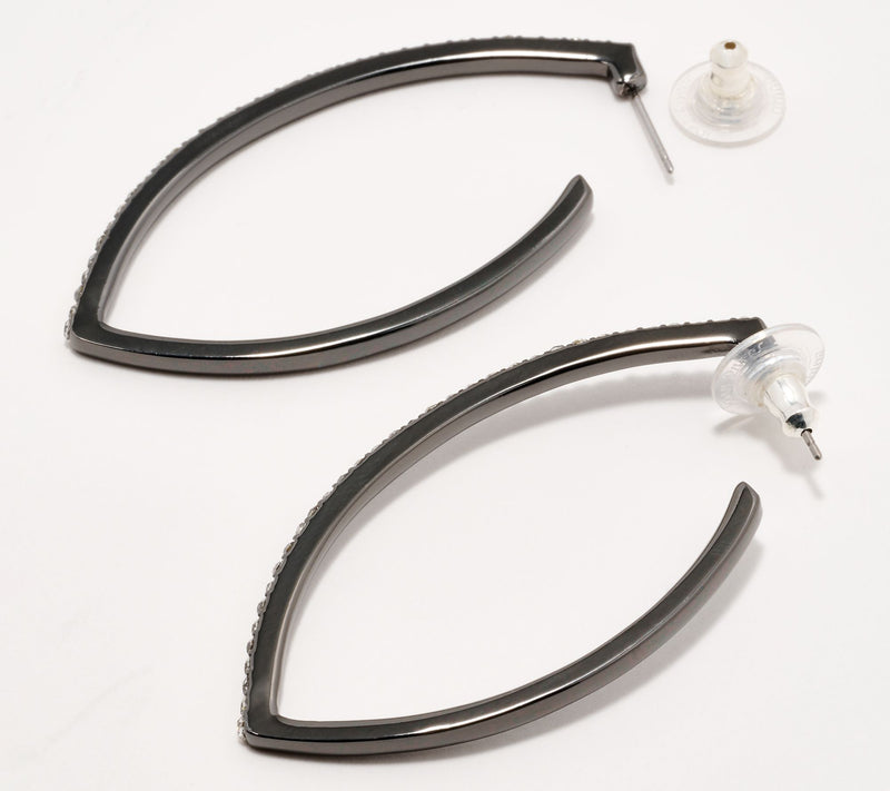 Joan Rivers Pave Marquise-Shaped Hoop Earrings — View 2
