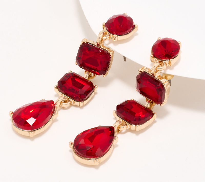 Joan Rivers Mixed Shape Crystal Drop Earring — View 7