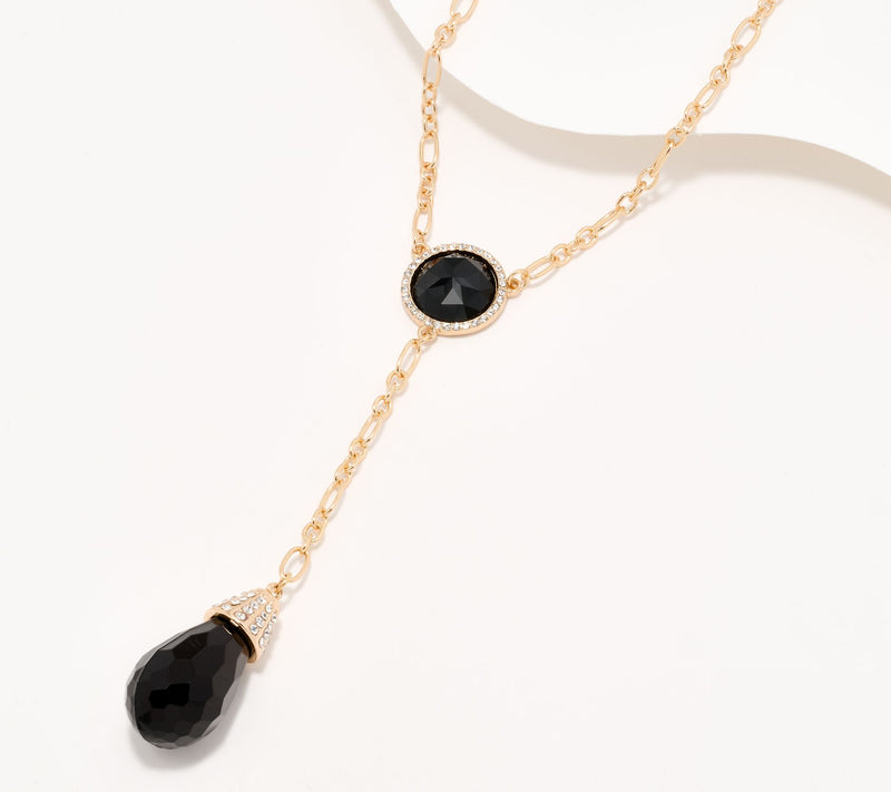 Joan Rivers Lariet Necklace with Faceted Teardrop — View 3