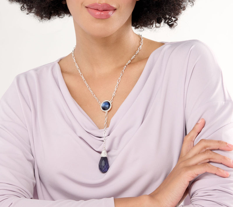 Joan Rivers Lariet Necklace with Faceted Teardrop — View 6
