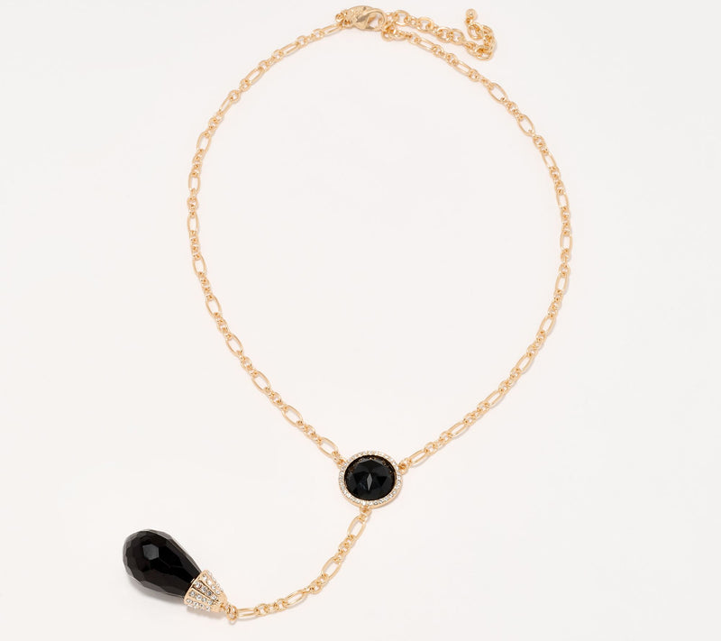 Joan Rivers Lariet Necklace with Faceted Teardrop — View 5