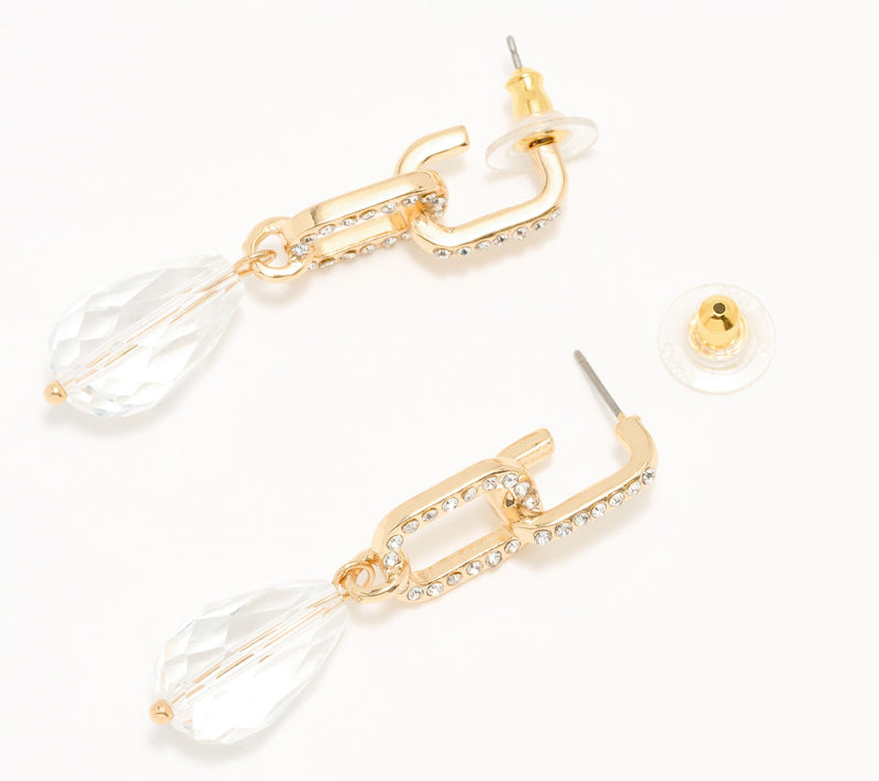 Joan Rivers Elegant Paperclip Link Earring with Crystal Drop — View 2