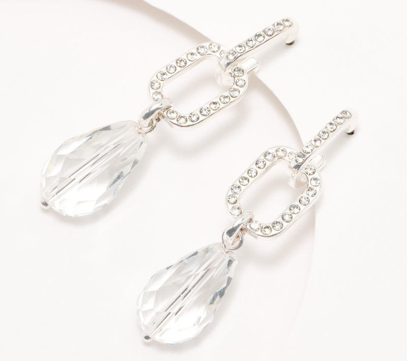 Joan Rivers Elegant Paperclip Link Earring with Crystal Drop — View 6