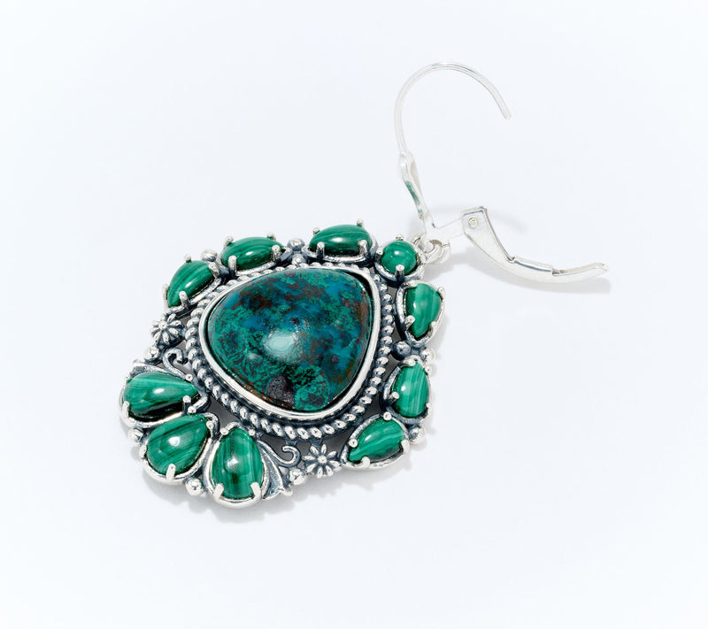 American West Sterling Silver Trillion Cut Gemstone Lever Back Earrings — View 2