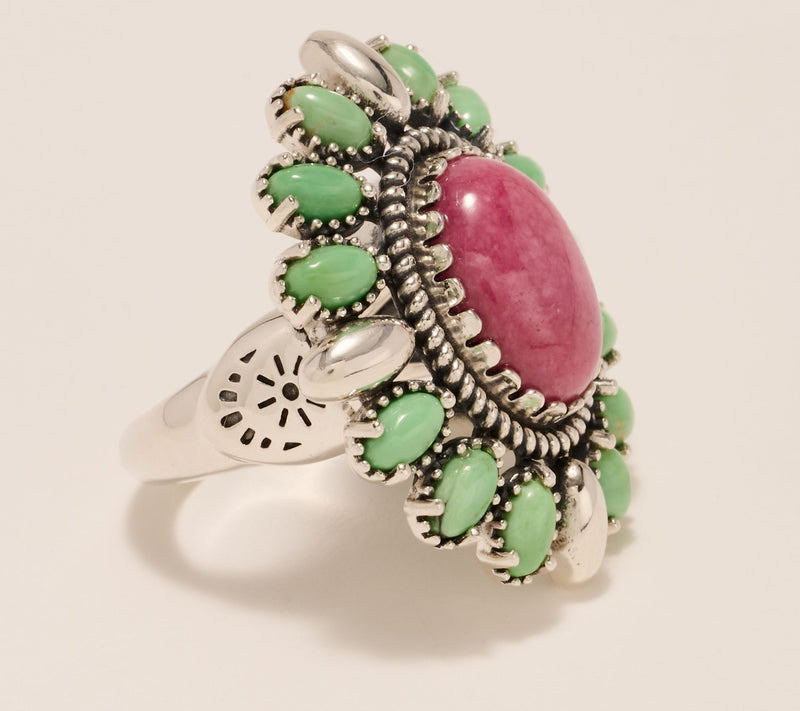 American West Sterling Silver Oval Shape Gemstone Cluster Ring — View 12