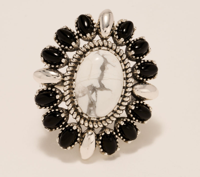 American West Sterling Silver Oval Shape Gemstone Cluster Ring — View 7