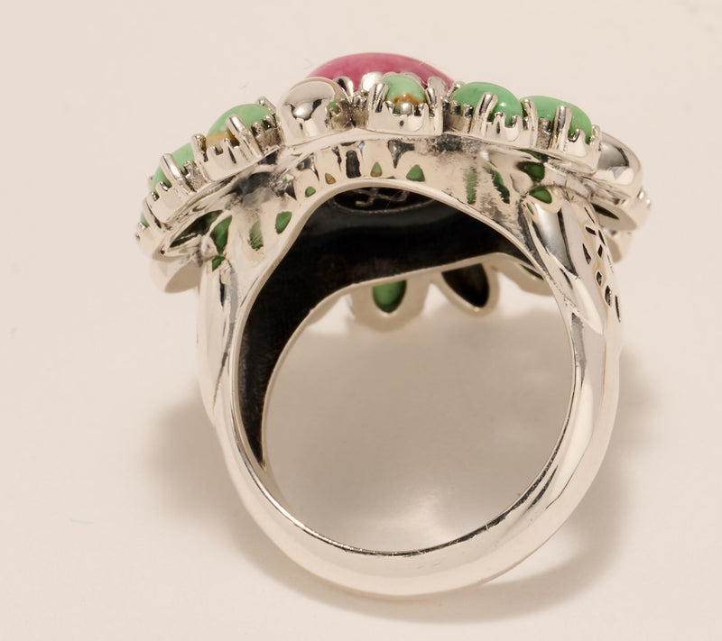 American West Sterling Silver Oval Shape Gemstone Cluster Ring — View 13