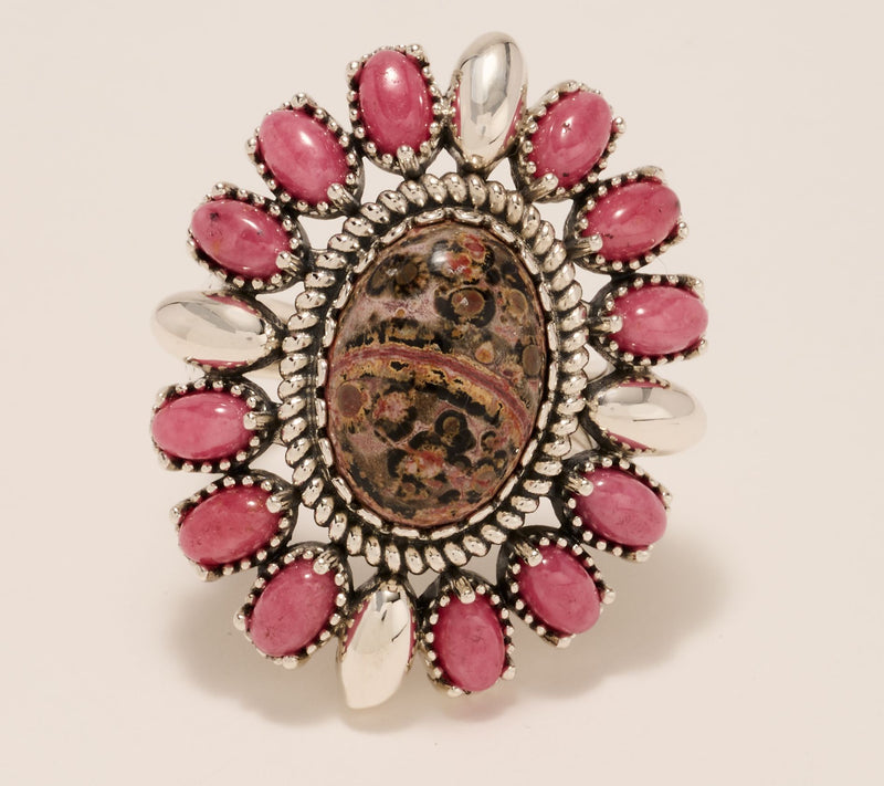 American West Sterling Silver Oval Shape Gemstone Cluster Ring — View 9