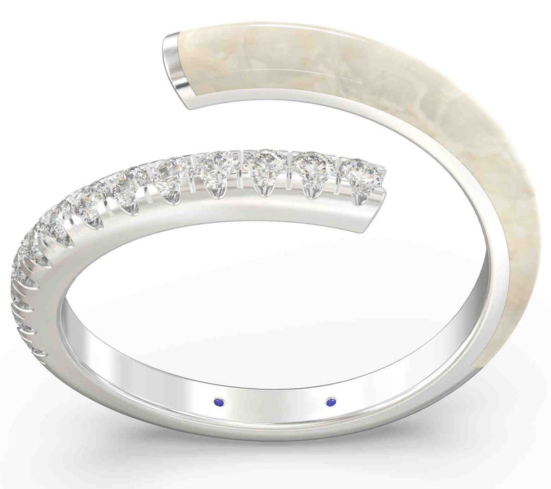 Vida Lab Diamonds Ceramic Chic Gold Open BypassRing, Sterling — View 2