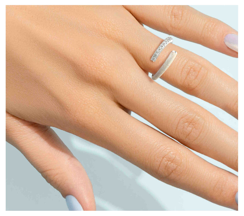 Vida Lab Diamonds Ceramic Chic Gold Open BypassRing, Sterling — View 8