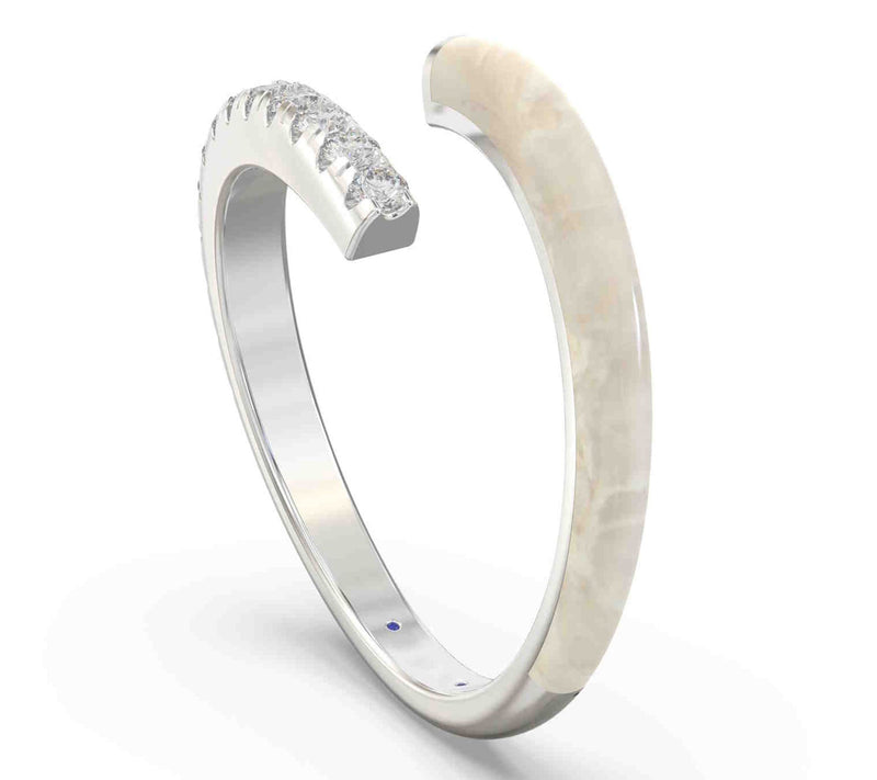 Vida Lab Diamonds Ceramic Chic Gold Open BypassRing, Sterling — View 3