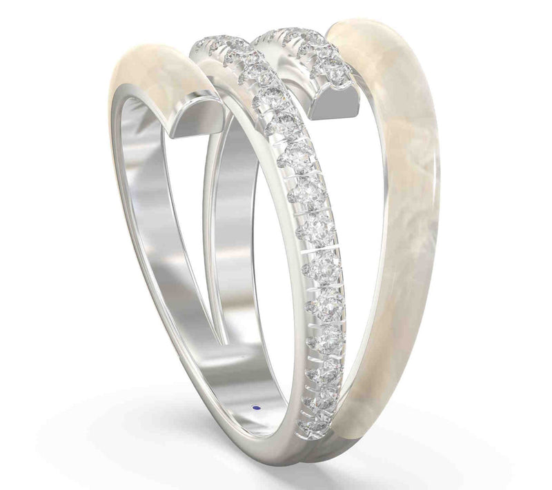 Vida Lab Diamonds Ceramic Chic Gold Double WrapRing, Sterling — View 2