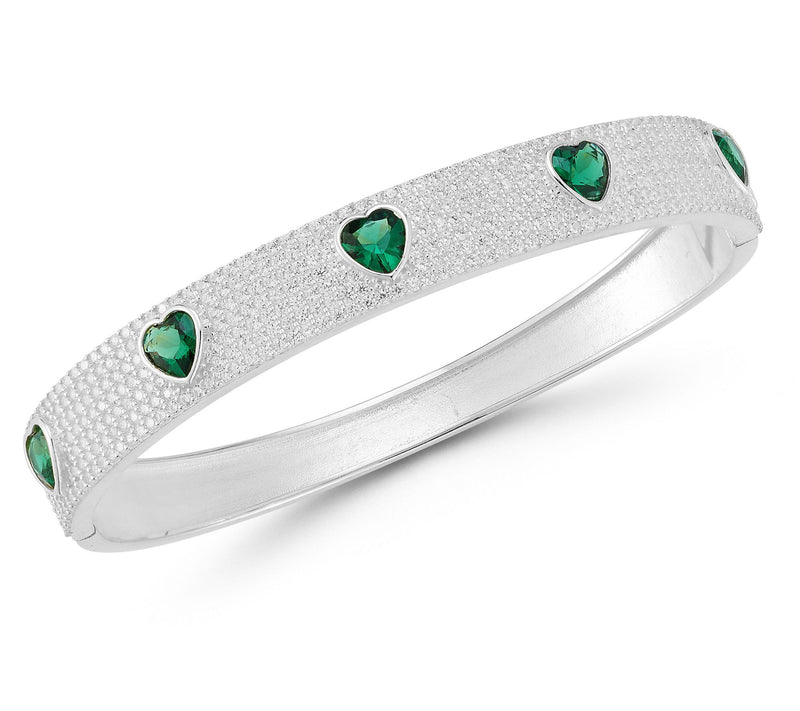 Sterlina Silver Green Heart Pave Bangle, Sterling — View 7